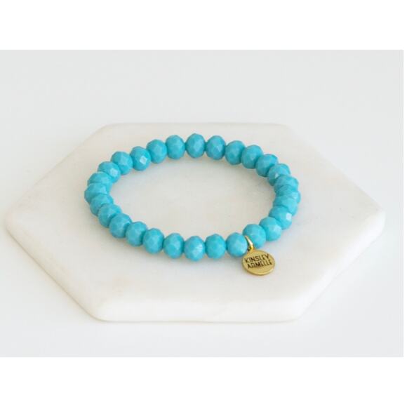 RETAIL $20 Kinsley Armelle Halo Collection Azure Beaded Bracelet*Velvet Pouch - Picture 3 of 3